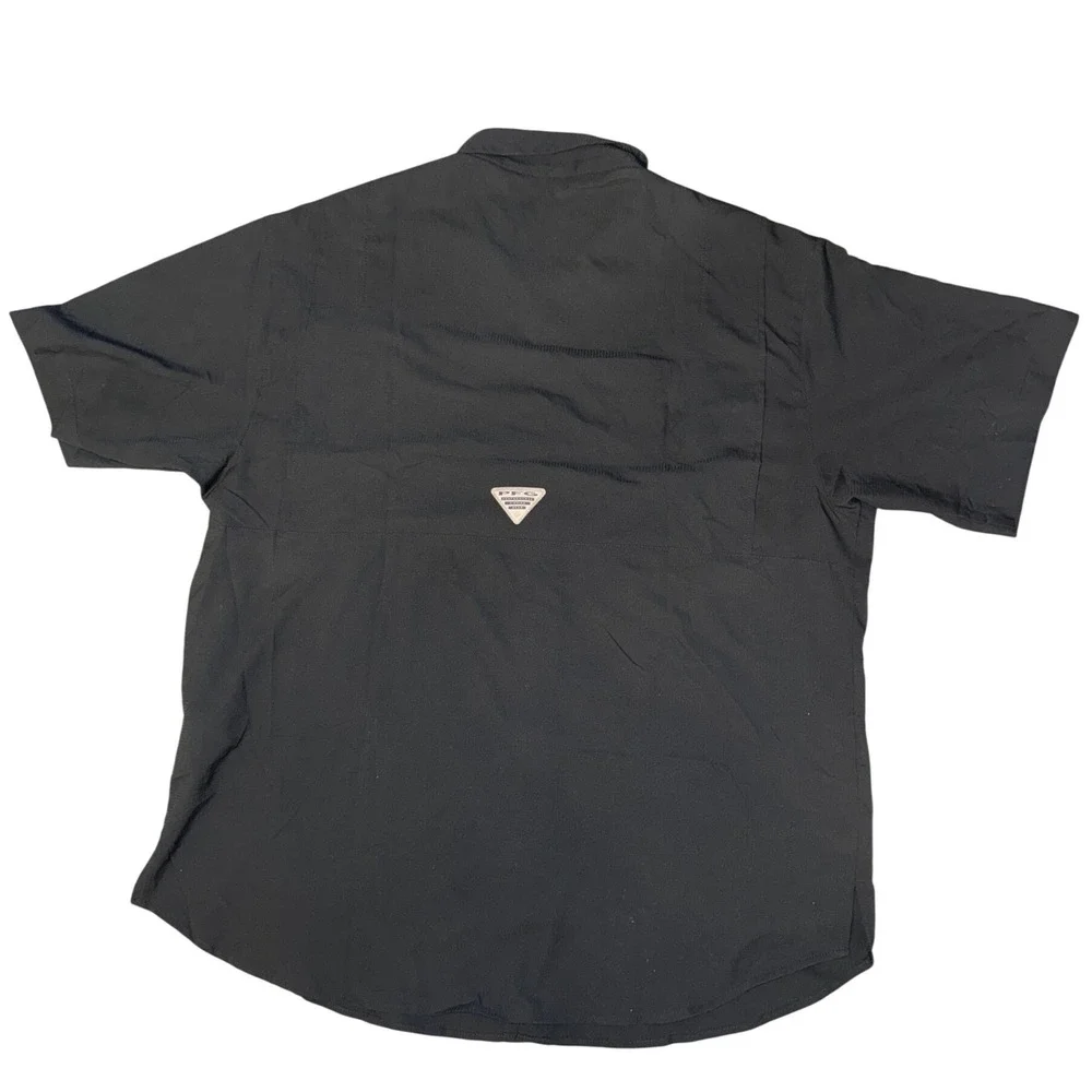 Columbia PFG Mens Black Georgia Bulldogs Short Sleeve Fishing Shirt L Omni Shade - Picture 2 of 8